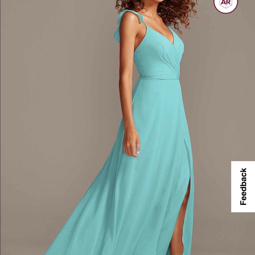 David’s Bridal Ruffle Spaghetti Strap Chiffon Bridesmaid Dress- size 10